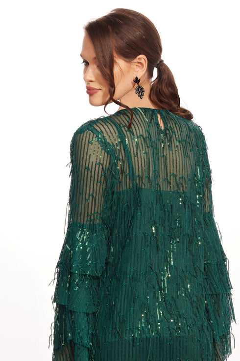 Sequin Fringe Acadia Top – Glitter Pine