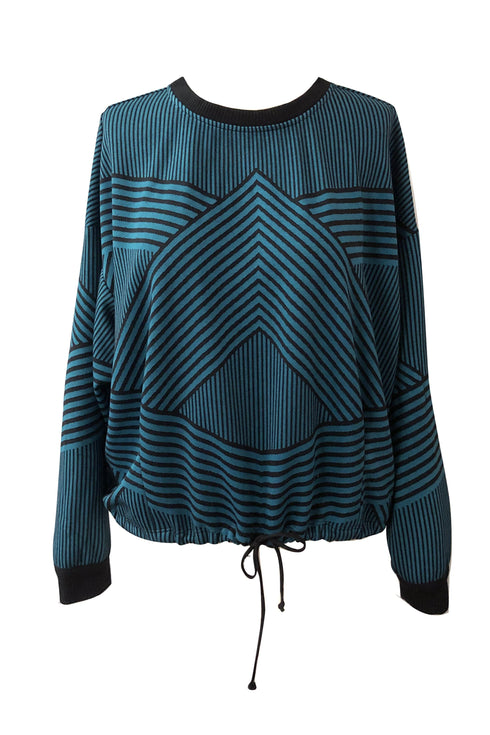 Brit Wit  Sweatshirt  Top - Teal and Black Stripe