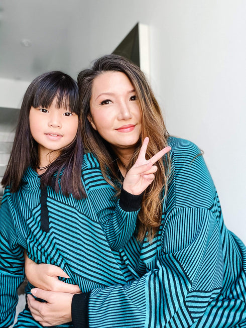 Brit Wit  Sweatshirt  Top - Teal and Black Stripe