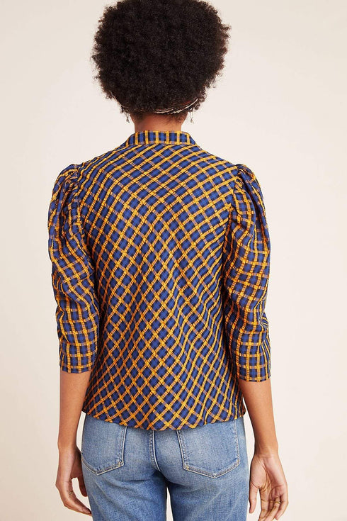 Textured Plaid Blouse