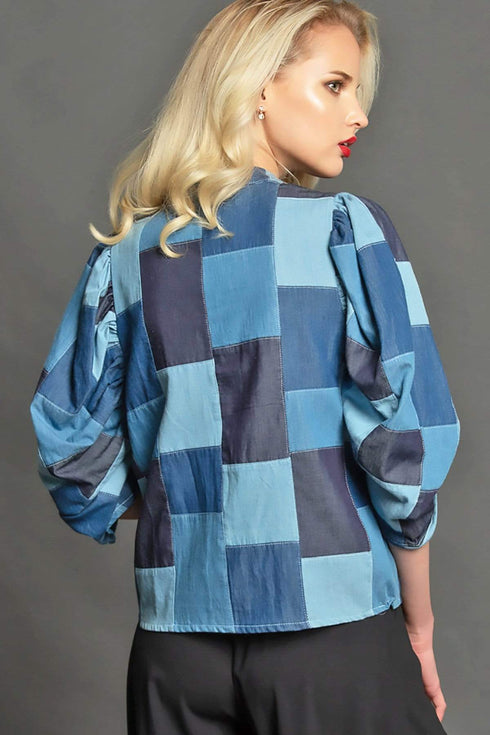 Victoria Top - Denim Patchwork