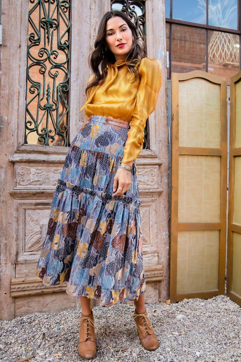 Zadi Organza Blouse in Autumnal Ochre