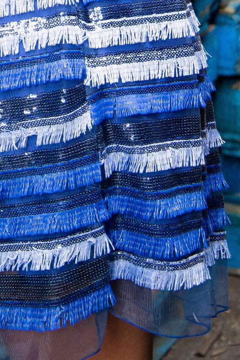 Folly Fringe Dress - Navy