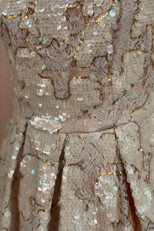 Pink Sequin Midi Dress