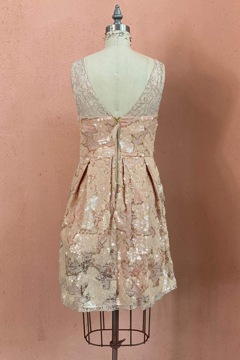 Pink Sequin Midi Dress