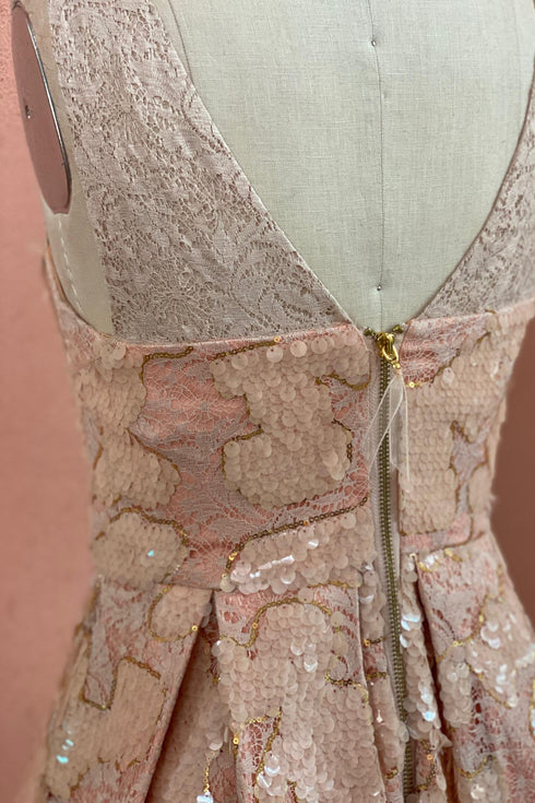 Pink Sequin Midi Dress