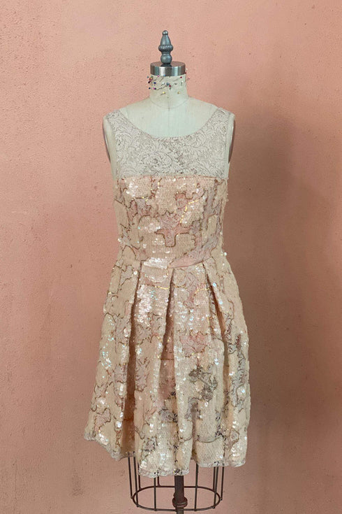 Pink Sequin Midi Dress