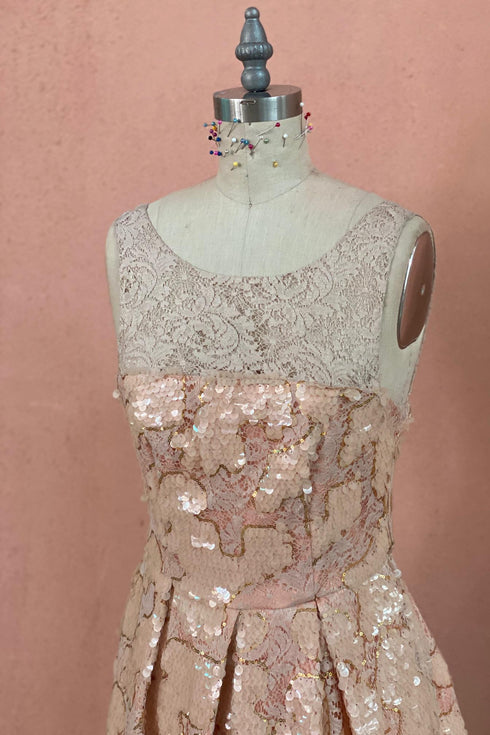 Pink Sequin Midi Dress