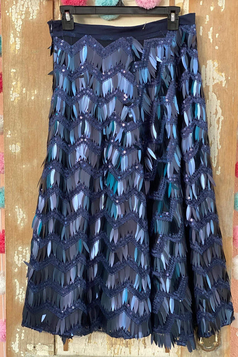 Navy Payet A-line Skirt