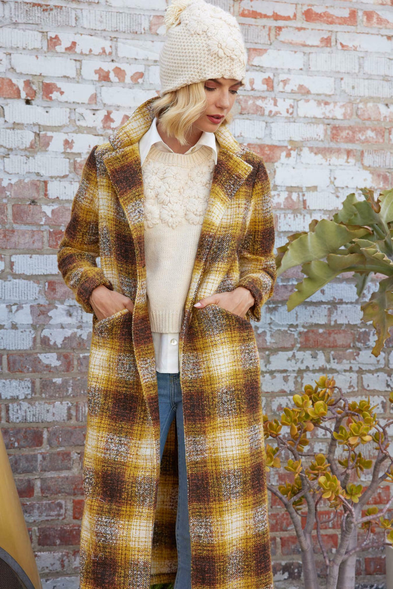 Mustard plaid clearance coat