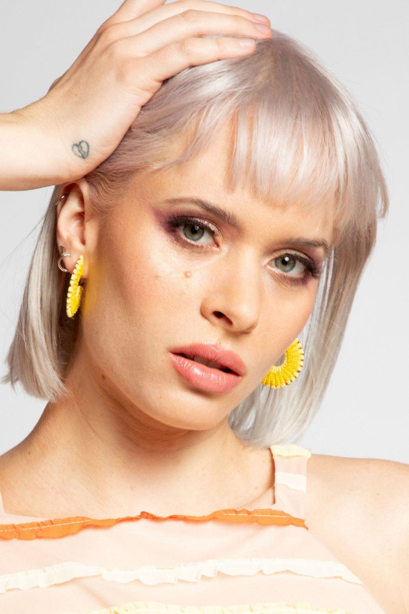 Canary Yellow Thread Hoop Earring – Eva Franco