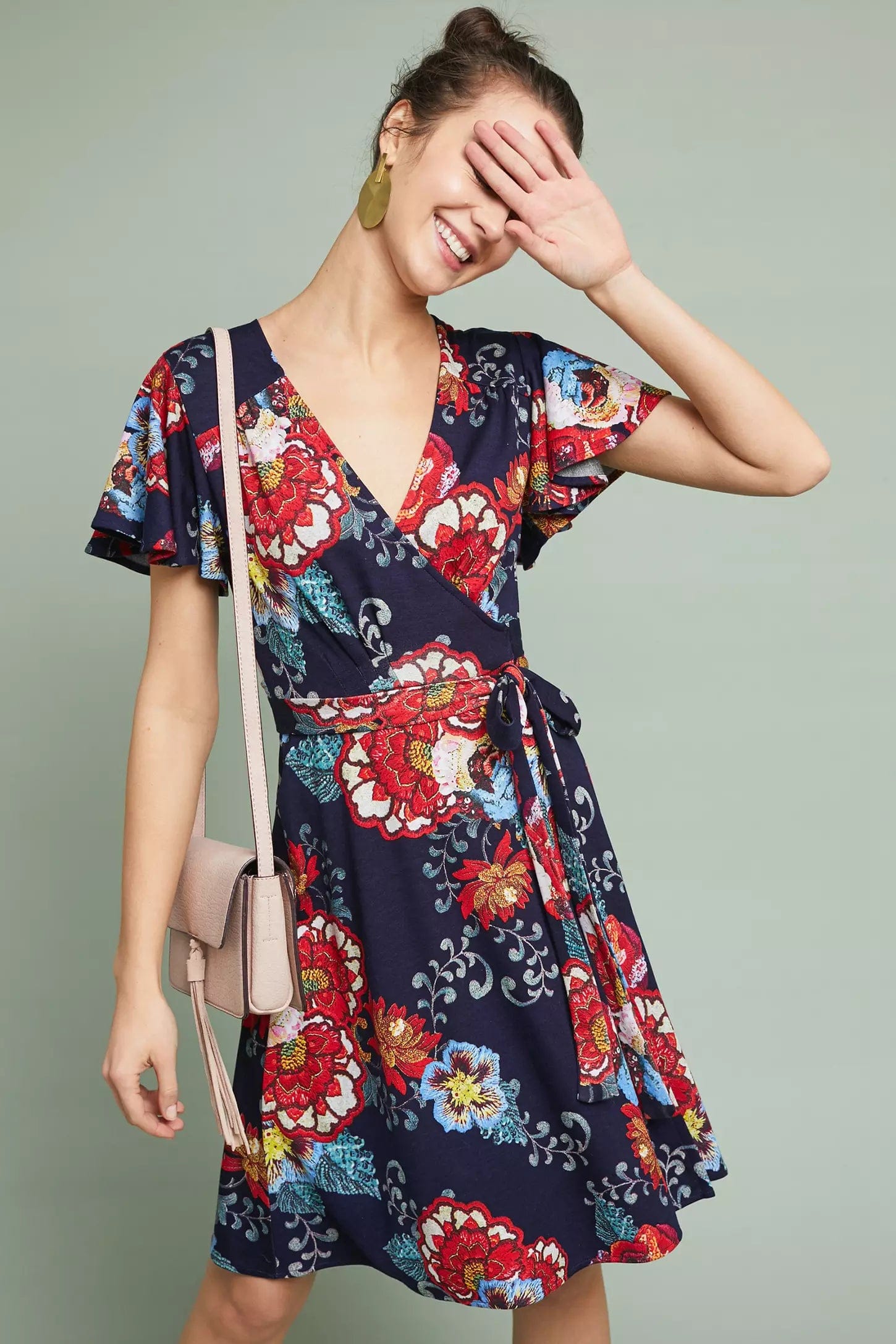 one-shoulder pleated floral dress eva franco Eva Franco One-Shoulder Pleated Dress