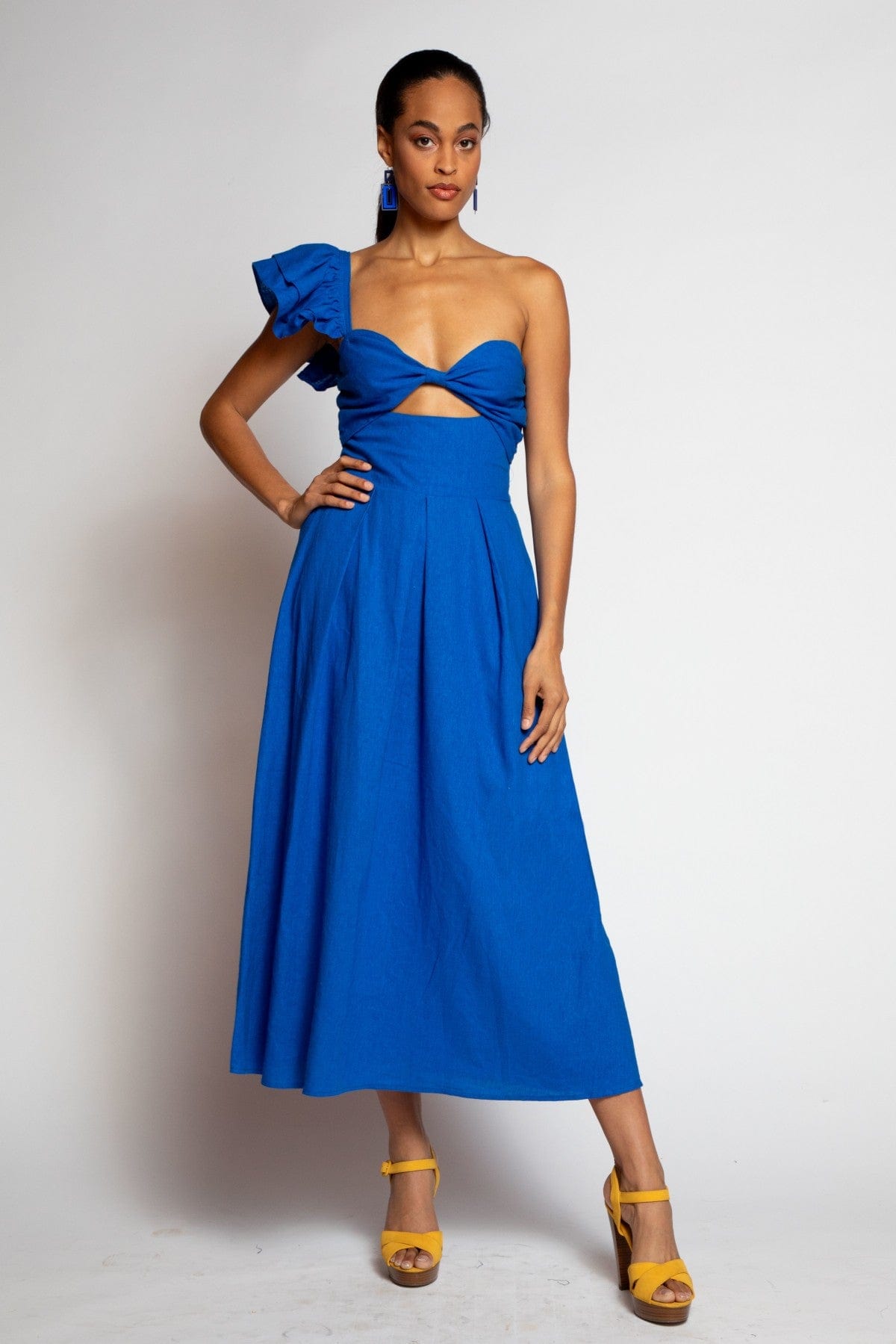 One-Shoulder Pleated Dress - Oceana Eva Franco One-Shoulder Pleated Dress - Oceana Eva Franco
