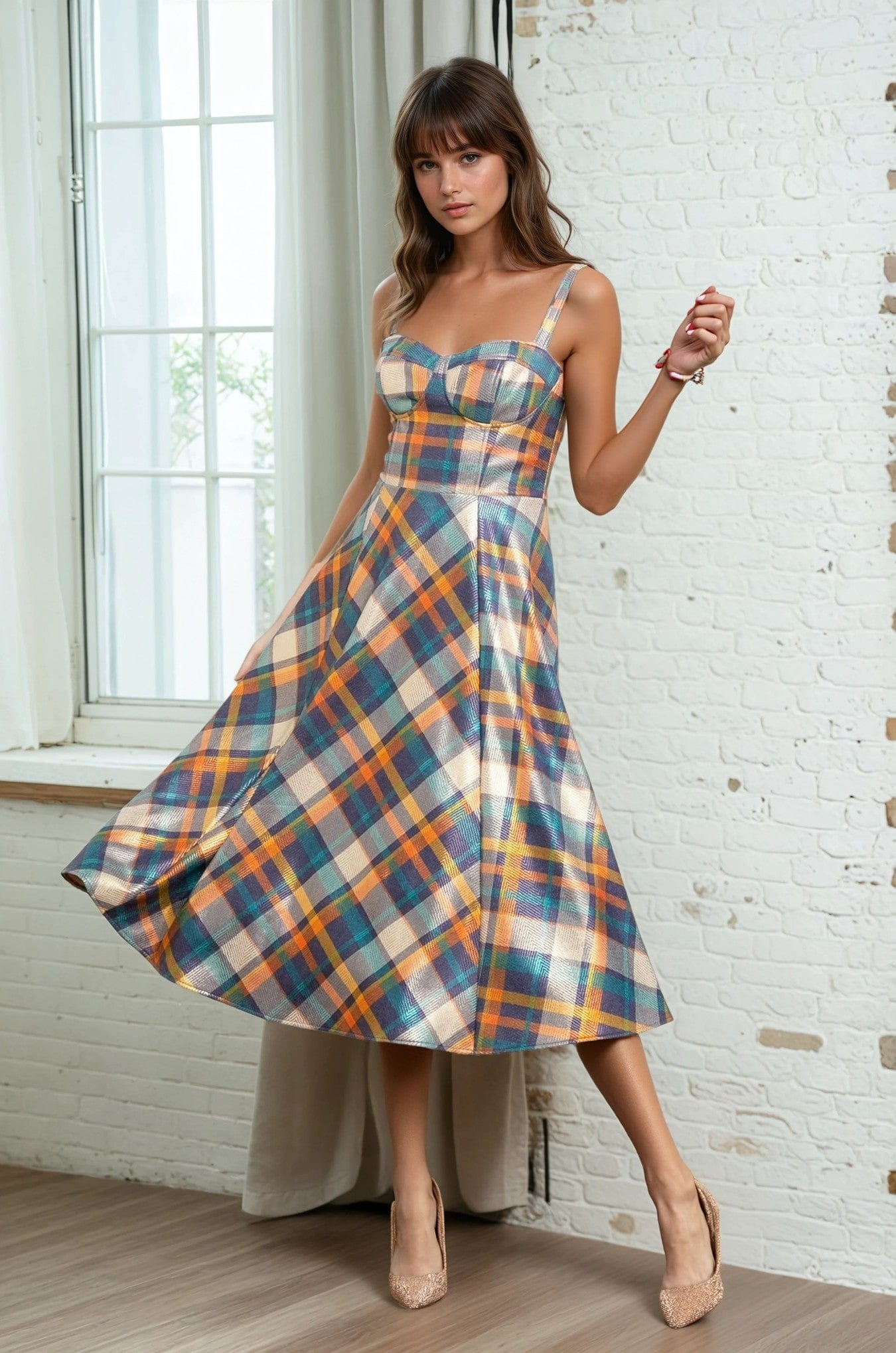 Opal Dress - Danube Plaid  Eva Franco