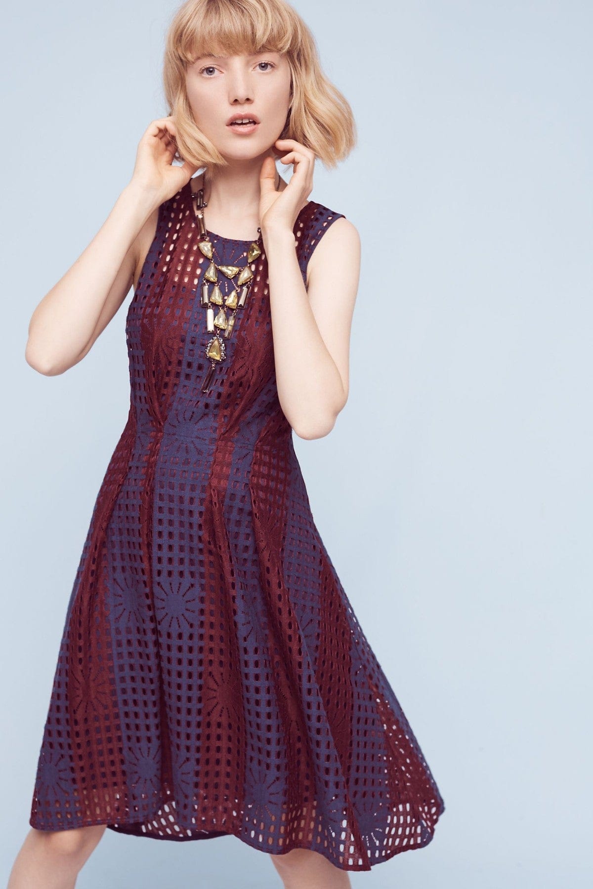 Samantha Dress - Navy+Burgundy Lace Eva Franco Samantha Dress - Navy+Burgundy Lace Eva Franco