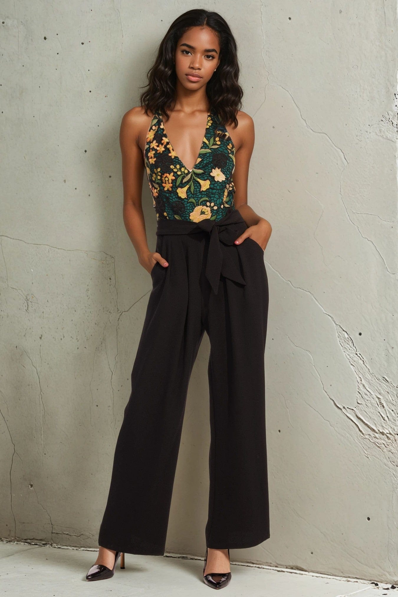 Charley Mock Neck Black Jumpsuit Petites and Plus Sizes – Eva Franco display picture 1