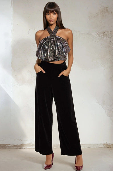 black velvet dress pants Hepburn Wide Leg Pant size:2XL Fuchsia Multi KissProm A Line Royal * MADE BY