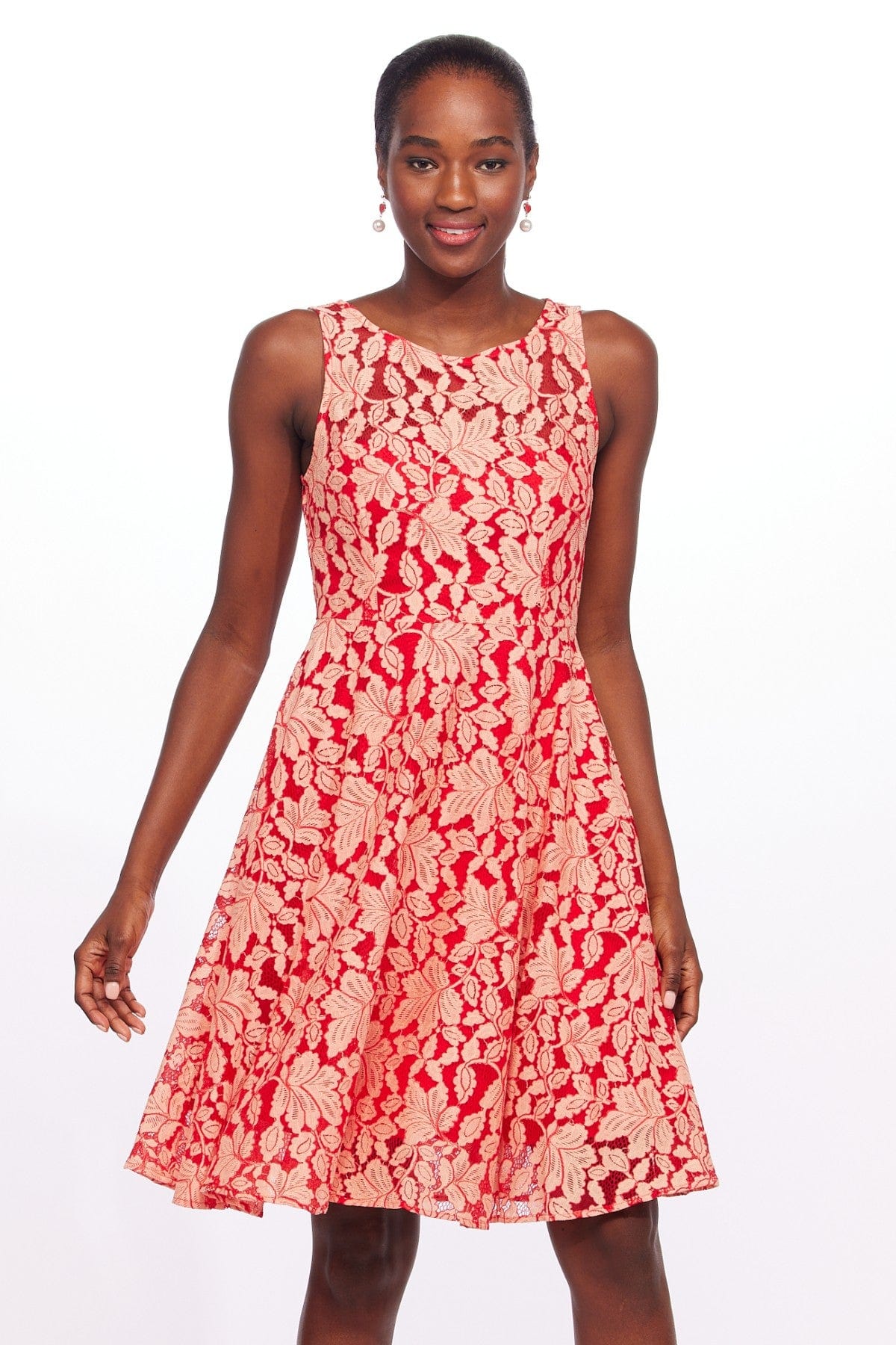 Marsel Dress - Red and Cream Lace Eva Franco Marsel Dress - Red and Cream Lace Eva Franco