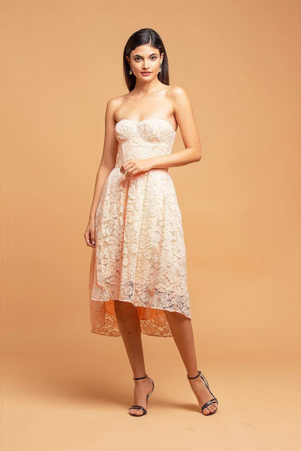 Lace Midi Dress  Apricot Clothing