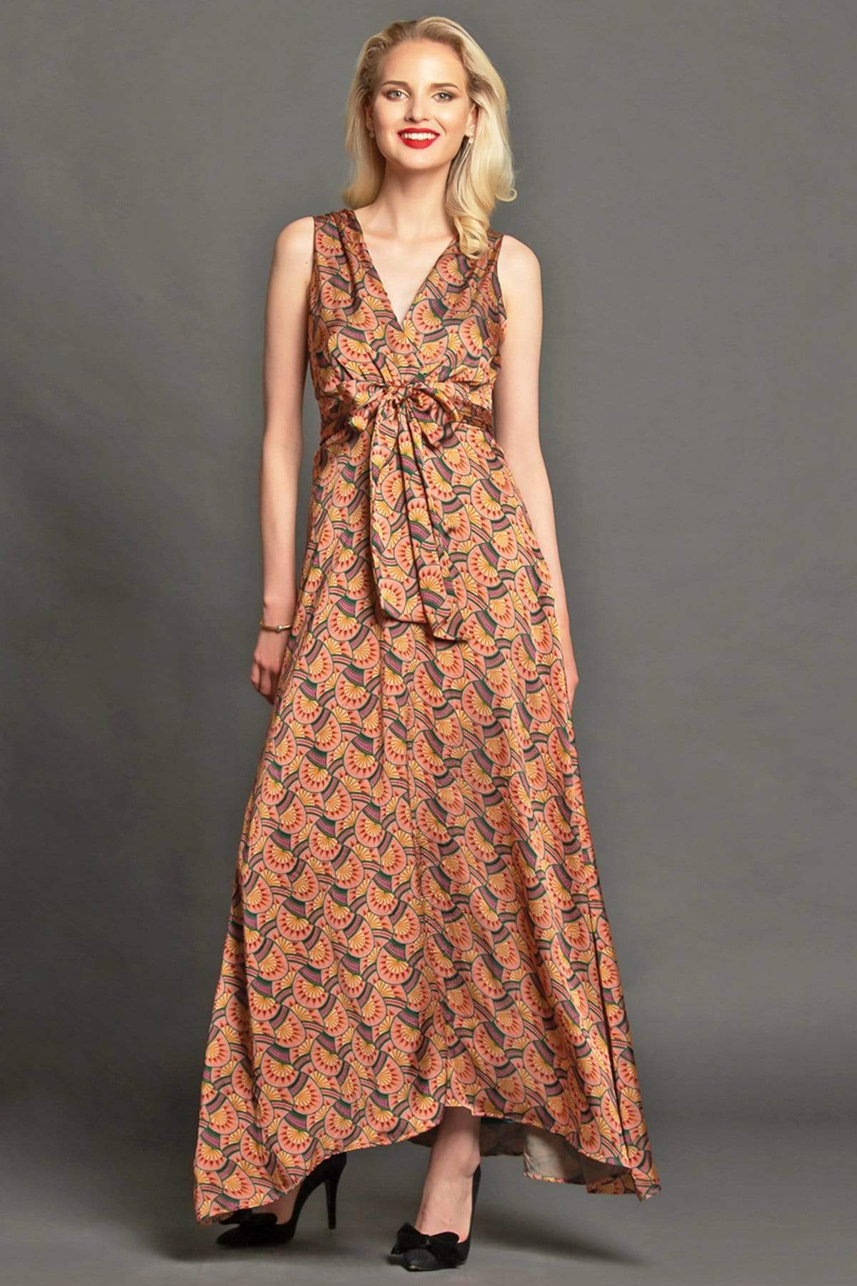 chinese dress ladies One Shoulder Maxi Dress  Black and White  Eva Franco
