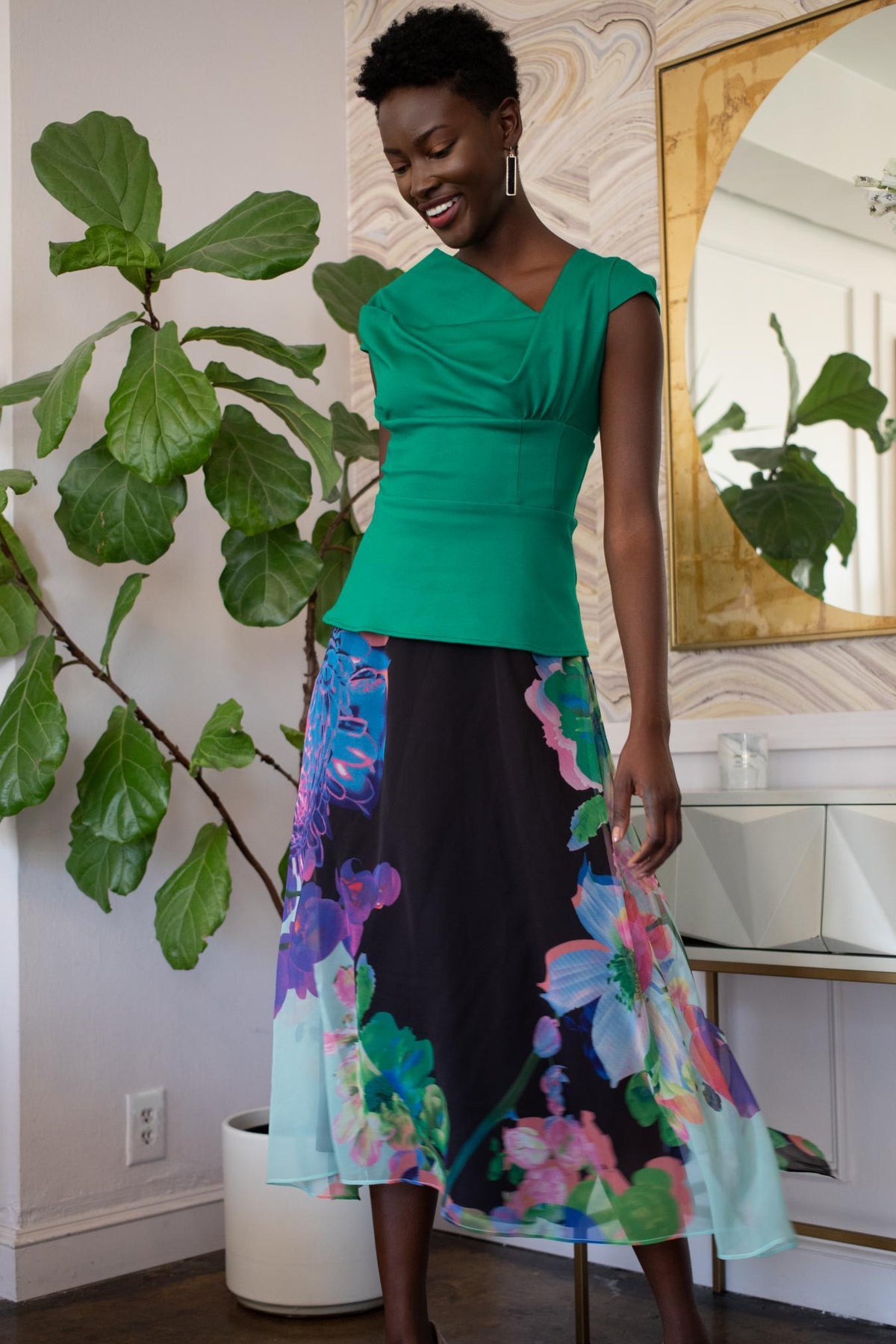 Eva Franco - Pencil-Style Floral Skirt