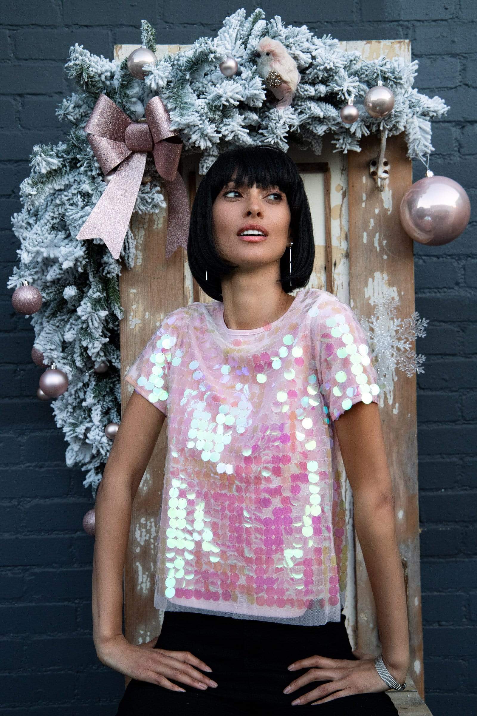 Soft Pink Sequins Knit Top – Eva Franco